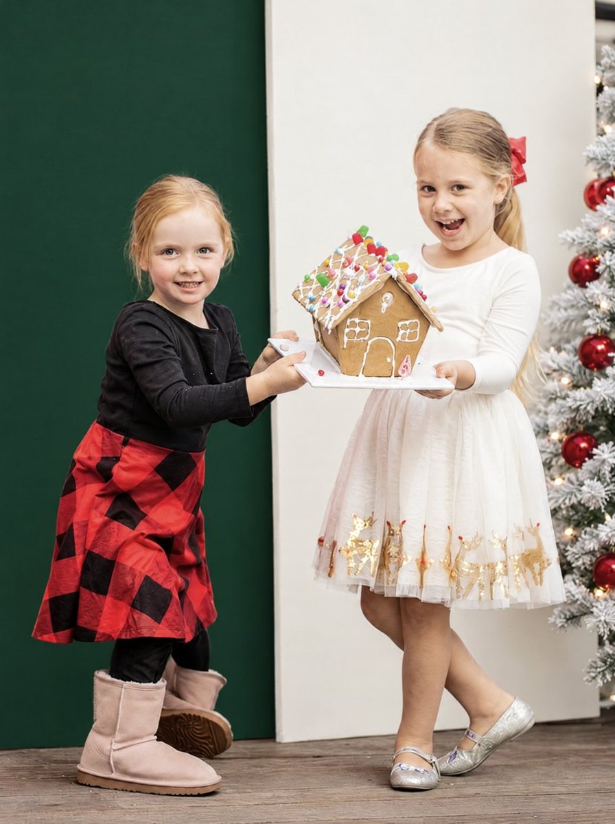 Kids with their gingerbread houses